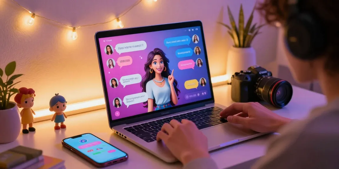 Interactive NSFW AI chat scene displaying vibrant dialogue and characters, showcasing engaging chat experience.