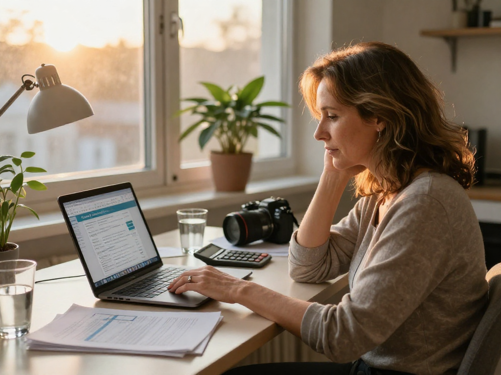 Home office scene illustrating debt management through credit consolidation.
