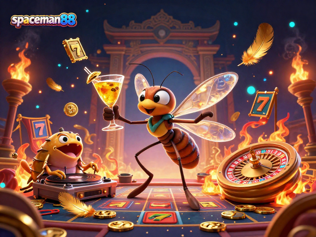 Experience the vibrant world of spaceman88 with a casino mascot and exciting gaming elements.