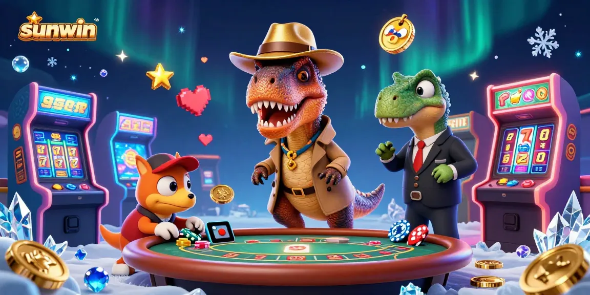 Experience the vibrant sunwin casino scene with animated characters in action.